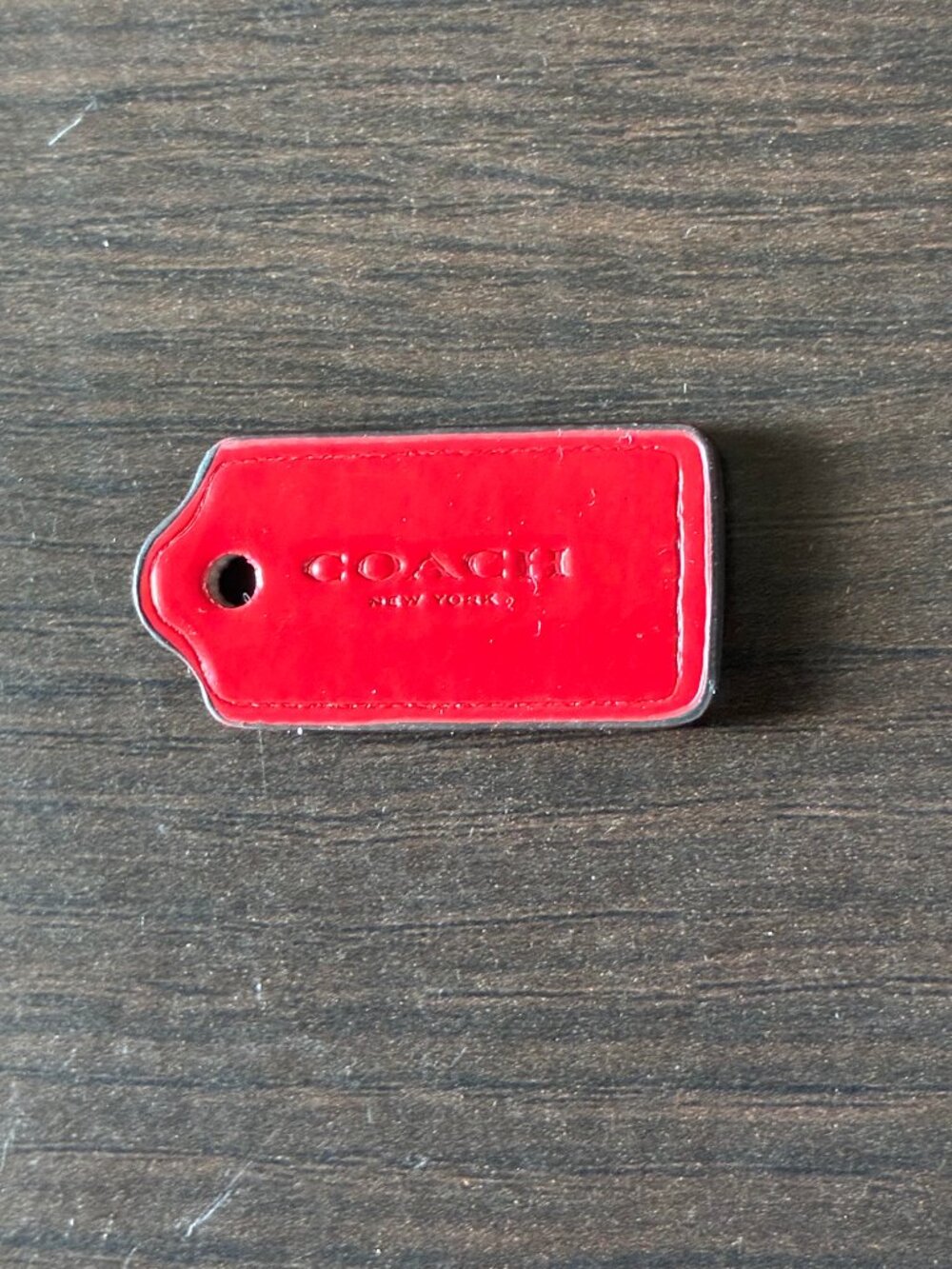 EUC small Coach New York red patent leather bag tag or hangtag